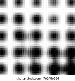 Abstract grunge grid polka dot halftone background pattern. Spotted black and white vector line illustration