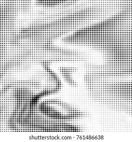 Abstract grunge grid polka dot halftone background pattern. Spotted black and white vector line illustration
