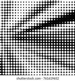 Abstract grunge grid polka dot halftone background pattern. Spotted black and white vector line illustration