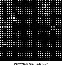 Abstract grunge grid polka dot halftone background pattern. Spotted black and white vector line illustration