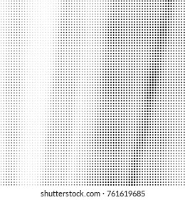 Abstract grunge grid polka dot halftone background pattern. Spotted black and white vector line illustration