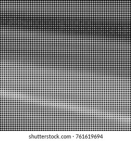 Abstract grunge grid polka dot halftone background pattern. Spotted black and white vector line illustration