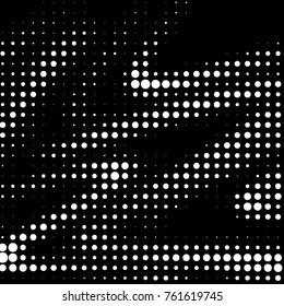 Abstract grunge grid polka dot halftone background pattern. Spotted black and white vector line illustration