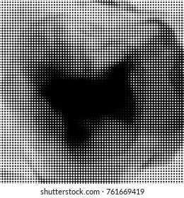 Abstract grunge grid polka dot halftone background pattern. Spotted black and white vector line illustration