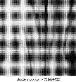 Abstract grunge grid polka dot halftone background pattern. Spotted black and white vector line illustration