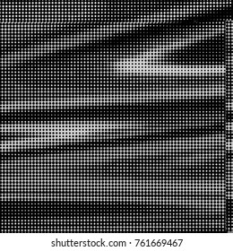 Abstract grunge grid polka dot halftone background pattern. Spotted black and white vector line illustration