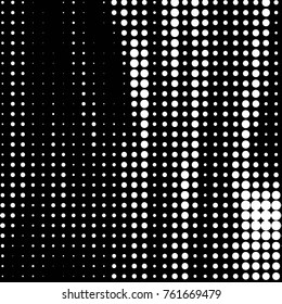 Abstract grunge grid polka dot halftone background pattern. Spotted black and white vector line illustration
