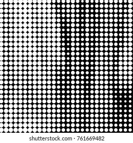 Abstract grunge grid polka dot halftone background pattern. Spotted black and white vector line illustration