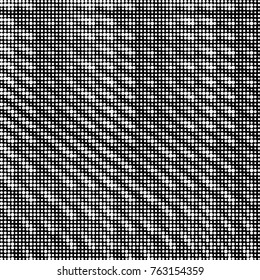 Abstract grunge grid polka dot halftone background pattern. Spotted black and white vector line illustration