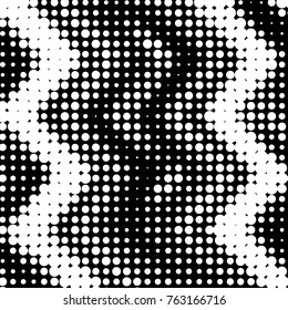 Abstract grunge grid polka dot halftone background pattern. Spotted black and white vector line illustration