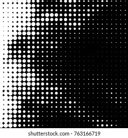 Abstract grunge grid polka dot halftone background pattern. Spotted black and white vector line illustration