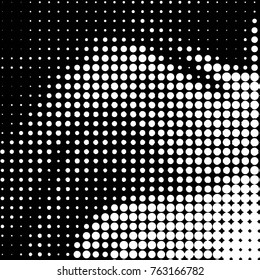 Abstract grunge grid polka dot halftone background pattern. Spotted black and white vector line illustration