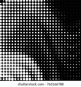Abstract grunge grid polka dot halftone background pattern. Spotted black and white vector line illustration
