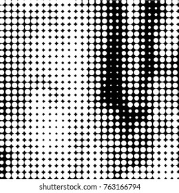 Abstract grunge grid polka dot halftone background pattern. Spotted black and white vector line illustration