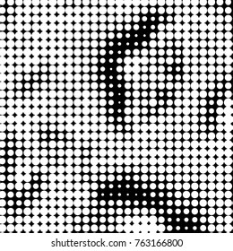 Abstract grunge grid polka dot halftone background pattern. Spotted black and white vector line illustration