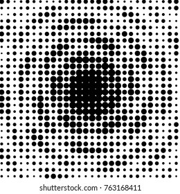 Abstract grunge grid polka dot halftone background pattern. Spotted black and white vector line illustration