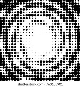 Abstract grunge grid polka dot halftone background pattern. Spotted black and white vector line illustration
