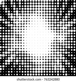 Abstract grunge grid polka dot halftone background pattern. Spotted black and white vector line illustration
