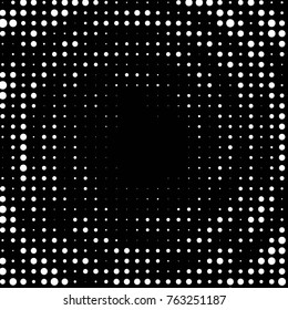 Abstract grunge grid polka dot halftone background pattern. Spotted black and white vector line illustration
