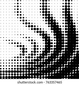 Abstract grunge grid polka dot halftone background pattern. Spotted black and white vector line illustration
