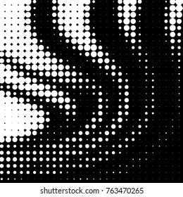 Abstract grunge grid polka dot halftone background pattern. Spotted black and white vector line illustration