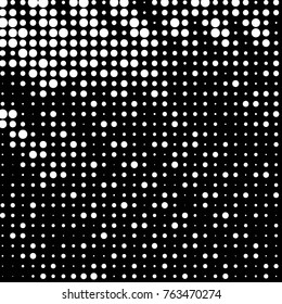 Abstract grunge grid polka dot halftone background pattern. Spotted black and white vector line illustration