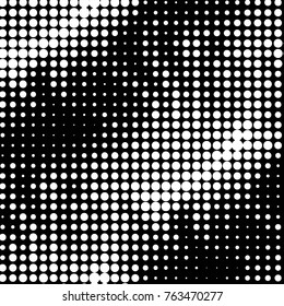 Abstract grunge grid polka dot halftone background pattern. Spotted black and white vector line illustration