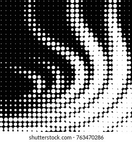 Abstract grunge grid polka dot halftone background pattern. Spotted black and white vector line illustration