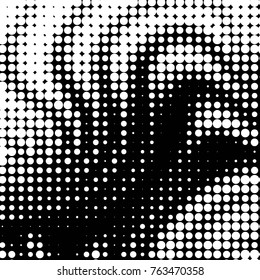 Abstract grunge grid polka dot halftone background pattern. Spotted black and white vector line illustration
