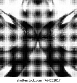 Abstract grunge grid polka dot halftone background pattern. Spotted black and white vector line illustration

