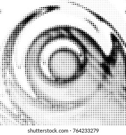 Abstract grunge grid polka dot halftone background pattern. Spotted black and white vector line illustration
