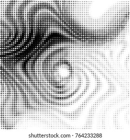 Abstract grunge grid polka dot halftone background pattern. Spotted black and white vector line illustration
