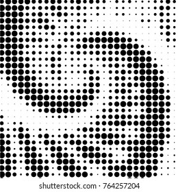Abstract grunge grid polka dot halftone background pattern. Spotted black and white vector line illustration
