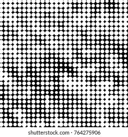 Abstract grunge grid polka dot halftone background pattern. Spotted black and white vector line illustration
