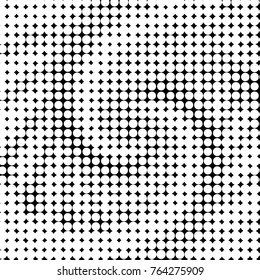 Abstract grunge grid polka dot halftone background pattern. Spotted black and white vector line illustration
