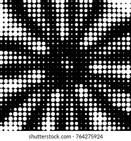 Abstract grunge grid polka dot halftone background pattern. Spotted black and white vector line illustration
