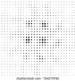 Abstract grunge grid polka dot halftone background pattern. Spotted black and white vector line illustration
