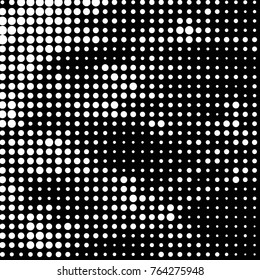 Abstract grunge grid polka dot halftone background pattern. Spotted black and white vector line illustration
