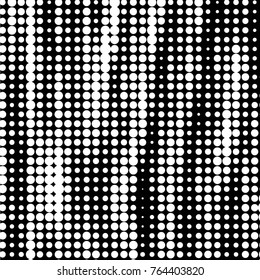 Abstract grunge grid polka dot halftone background pattern. Spotted black and white vector line illustration
