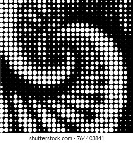 Abstract grunge grid polka dot halftone background pattern. Spotted black and white vector line illustration
