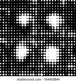 Abstract grunge grid polka dot halftone background pattern. Spotted black and white vector line illustration
