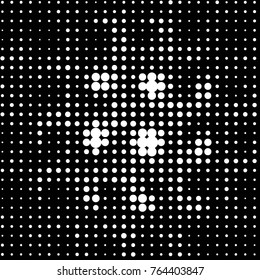 Abstract grunge grid polka dot halftone background pattern. Spotted black and white vector line illustration
