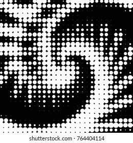 Abstract grunge grid polka dot halftone background pattern. Spotted black and white vector line illustration
