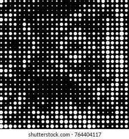Abstract grunge grid polka dot halftone background pattern. Spotted black and white vector line illustration
