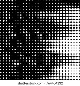 Abstract grunge grid polka dot halftone background pattern. Spotted black and white vector line illustration
