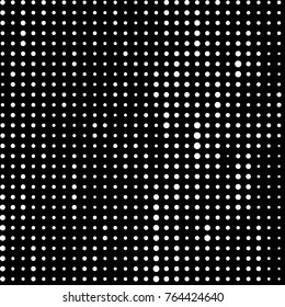 Abstract grunge grid polka dot halftone background pattern. Spotted black and white vector line illustration
