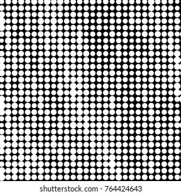 Abstract grunge grid polka dot halftone background pattern. Spotted black and white vector line illustration

