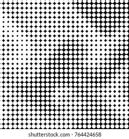 Abstract grunge grid polka dot halftone background pattern. Spotted black and white vector line illustration
