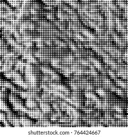 Abstract grunge grid polka dot halftone background pattern. Spotted black and white vector line illustration
