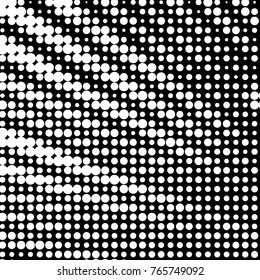 Abstract grunge grid polka dot halftone background pattern. Spotted black and white vector line illustration
